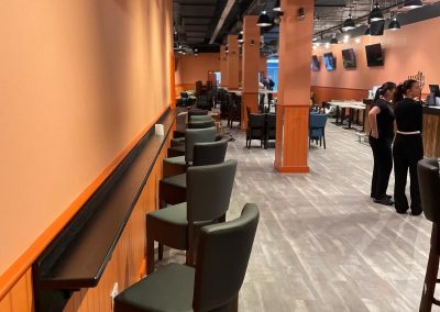 Newly fitted bar and hospitality seating area at Bar10 Irvine