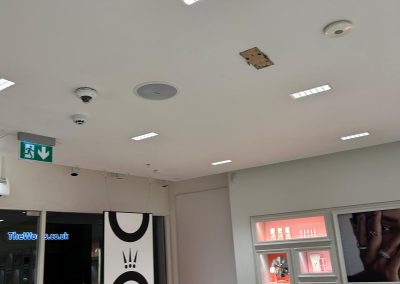 New LED ceiling lighting and air conditioning cassette above the sales floor at Pandora Nuneaton