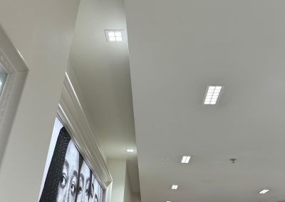 Close-up of a newly installed recessed LED ceiling panel at Pandora Nuneaton
