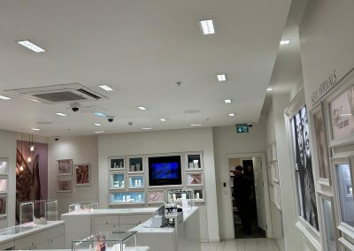 New suspended ceiling with LED lighting, CCTV and air conditioning on the Pandora Nuneaton sales floor