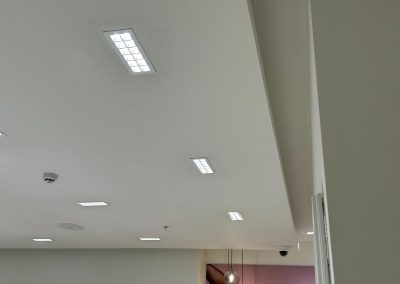 Pandora Nuneaton shopfront window during ceiling and lighting refurbishment works