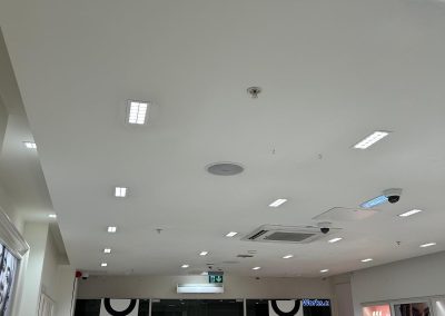 Pandora store Nuneaton shopfront with new ceiling lighting visible through the window, refurbished by Central Shop Maintenance