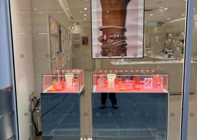 Pandora Nuneaton shop counter and storefront after ceiling and lighting refurbishment by Central Shop Maintenance