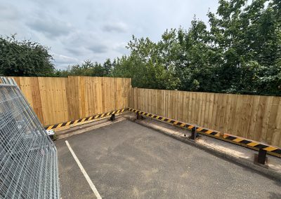Corner of new car park boundary fence at veterinary surgery