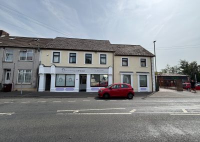 Completed external shopfront of Summerwood Vets in Blackwood, Wales