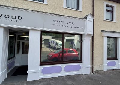 Repainted gable end elevation at Summerwood Vets Blackwood