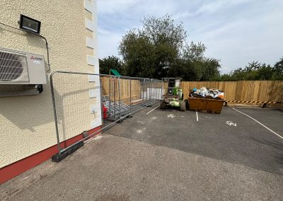 Landscaped rear yard with new timber fencing at vet surgery