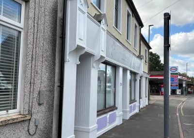 Side view of decorated shopfront at Summerwood Vets Blackwood