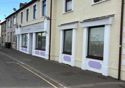 Repainted side elevation along street frontage at vet surgery Blackwood